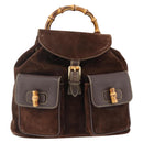 GUCCI Bamboo Backpack Leather Brown Gold 003 2058 0016 Auth BSZ111-2