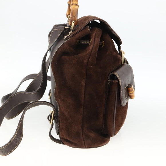 GUCCI Bamboo Backpack Leather Brown Gold 003 2058 0016 Auth BSZ111