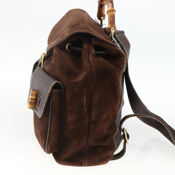 GUCCI Bamboo Backpack Leather Brown Gold 003 2058 0016 Auth BSZ111