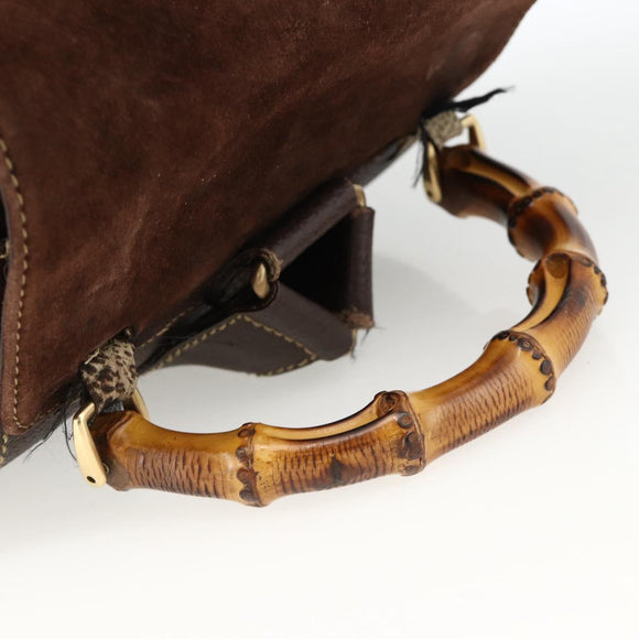 GUCCI Bamboo Backpack Leather Brown Gold 003 2058 0016 Auth BSZ111