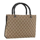 GUCCI GG Canvas Bamboo Hand Bag Nylon Beige Silver 002 1016 Auth BSZ113-1