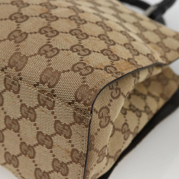 GUCCI GG Canvas Bamboo Hand Bag Nylon Beige Silver 002 1016 Auth BSZ113