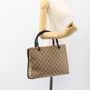 GUCCI GG Canvas Bamboo Hand Bag Nylon Beige Silver 002 1016 Auth BSZ113-24