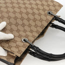 GUCCI GG Canvas Bamboo Hand Bag Nylon Beige Silver 002 1016 Auth BSZ113-6