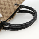 GUCCI GG Canvas Bamboo Hand Bag Nylon Beige Silver 002 1016 Auth BSZ113-7