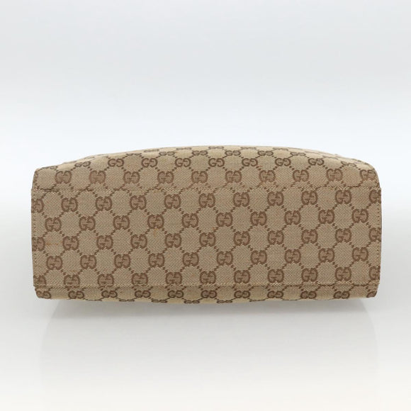 GUCCI GG Canvas Bamboo Hand Bag Nylon Beige Silver 002 1016 Auth BSZ113
