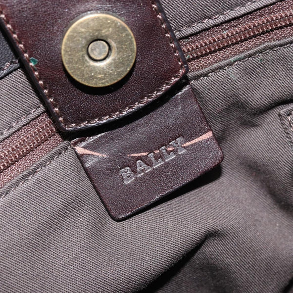 BALLY Hand Bag Leather Brown Gold Auth BSZ117