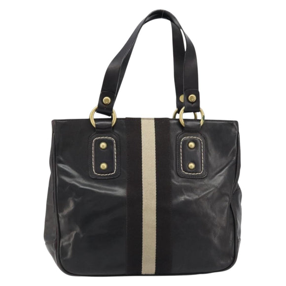 BALLY Hand Bag Leather Brown Gold Auth BSZ117