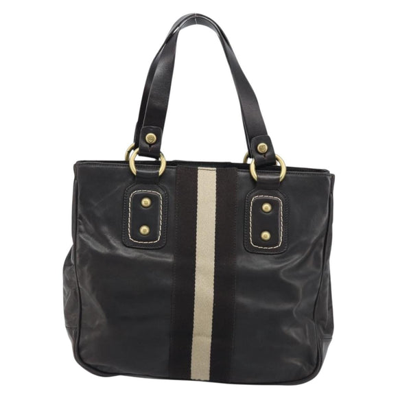 BALLY Hand Bag Leather Brown Gold Auth BSZ117