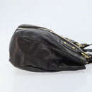 BALLY Hand Bag Leather Brown Gold Auth BSZ117-4