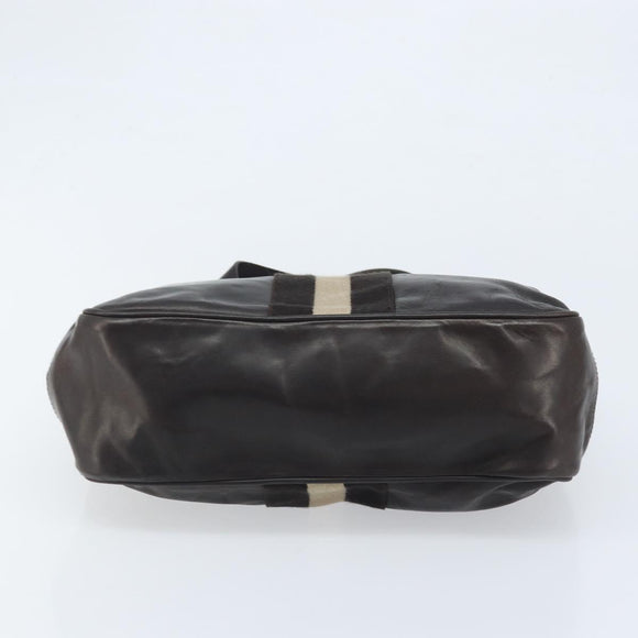 BALLY Hand Bag Leather Brown Gold Auth BSZ117