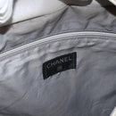 CHANEL Tote Bag Nylon White Silver CC Auth BSZ118-20