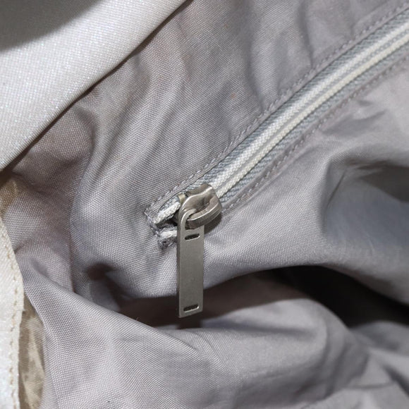 CHANEL Tote Bag Nylon White Silver CC Auth BSZ118