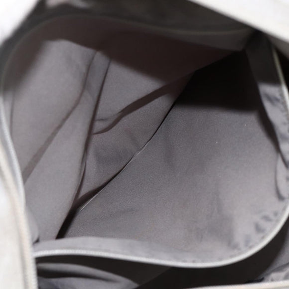 CHANEL Tote Bag Nylon White Silver CC Auth BSZ118