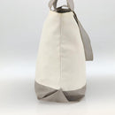 CHANEL Tote Bag Nylon White Silver CC Auth BSZ118-3