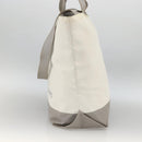 CHANEL Tote Bag Nylon White Silver CC Auth BSZ118-4