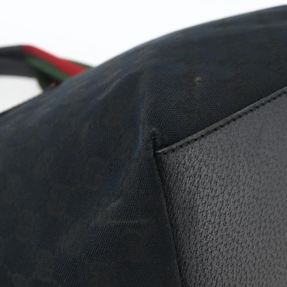 GUCCI GG Canvas Sherry Line Hand Bag Black 131230 Auth BSZ133