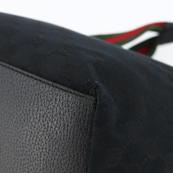 GUCCI GG Canvas Sherry Line Hand Bag Black 131230 Auth BSZ133
