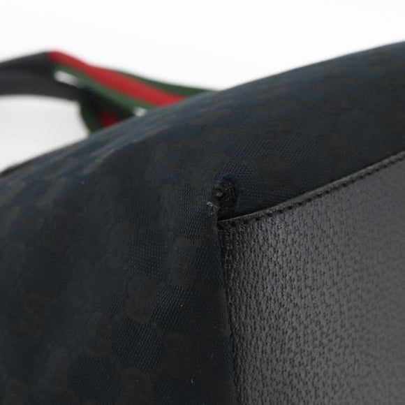 GUCCI GG Canvas Sherry Line Hand Bag Black 131230 Auth BSZ133