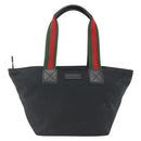 GUCCI GG Canvas Sherry Line Hand Bag Black 131230 Auth BSZ133-2