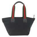 GUCCI GG Canvas Sherry Line Hand Bag Black 131230 Auth BSZ133-3