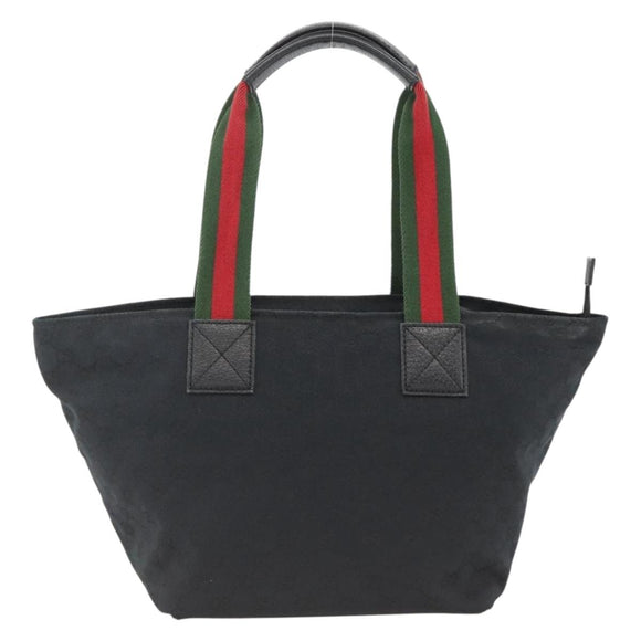 GUCCI GG Canvas Sherry Line Hand Bag Black 131230 Auth BSZ133