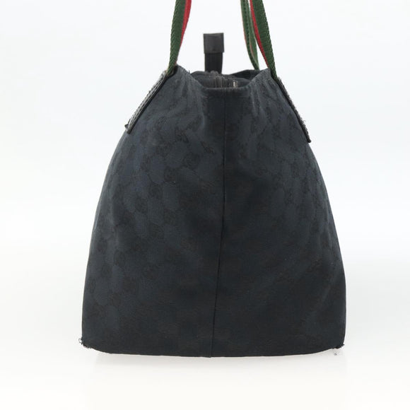 GUCCI GG Canvas Sherry Line Hand Bag Black 131230 Auth BSZ133