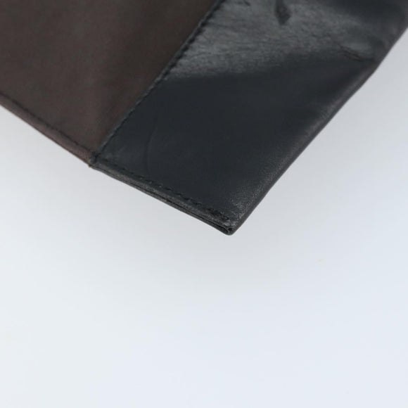 BOTTEGA VENETA Clutch Bag Canvas Brown Silver Auth BSZ138