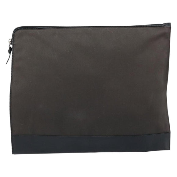 BOTTEGA VENETA Clutch Bag Canvas Brown Silver Auth BSZ138