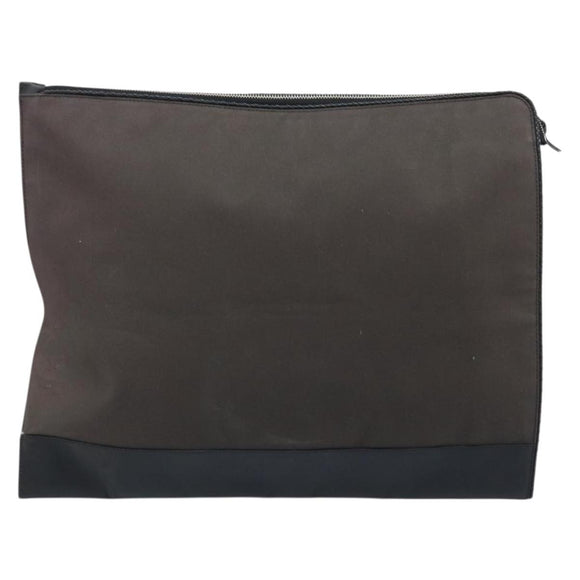 BOTTEGA VENETA Clutch Bag Canvas Brown Silver Auth BSZ138