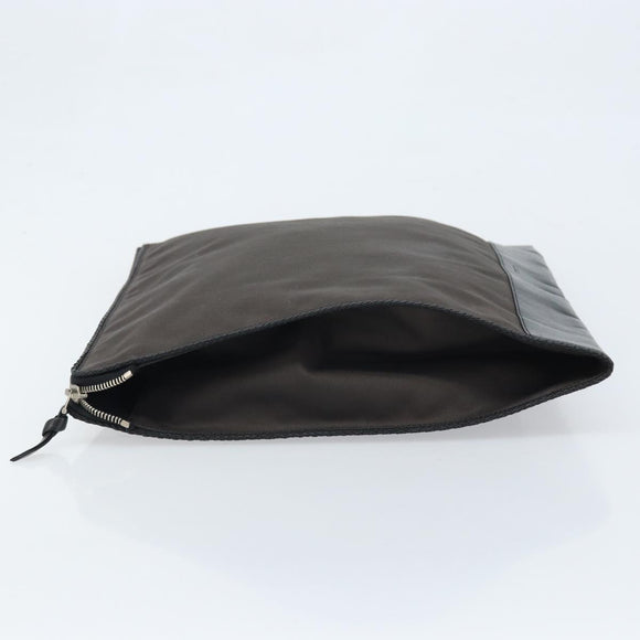 BOTTEGA VENETA Clutch Bag Canvas Brown Silver Auth BSZ138