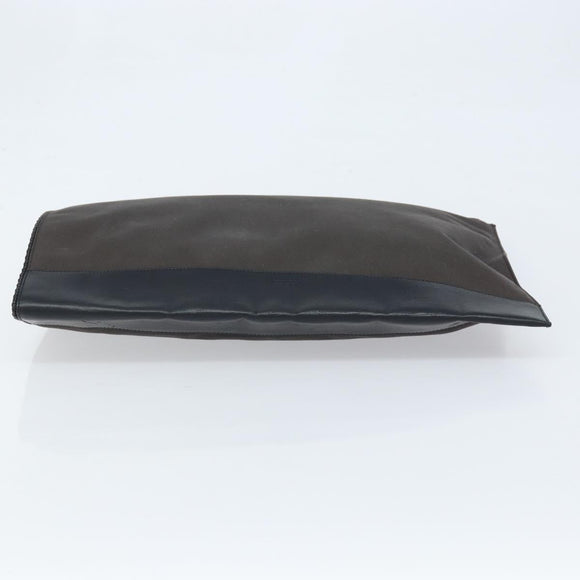 BOTTEGA VENETA Clutch Bag Canvas Brown Silver Auth BSZ138