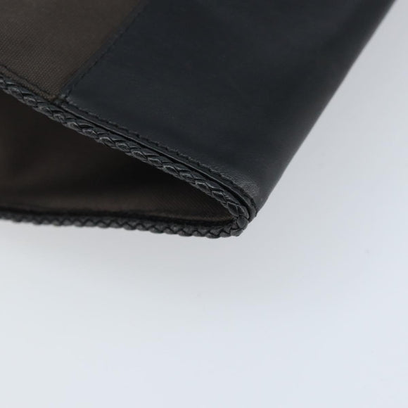 BOTTEGA VENETA Clutch Bag Canvas Brown Silver Auth BSZ138