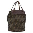 FENDI Zucca Canvas Hand Bag Black Brown Auth BSZ141-1