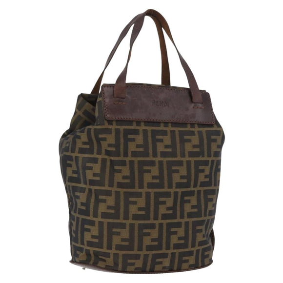 FENDI Zucca Canvas Hand Bag Black Brown Auth BSZ141