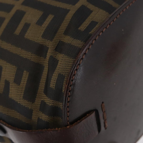 FENDI Zucca Canvas Hand Bag Black Brown Auth BSZ141