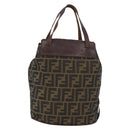 FENDI Zucca Canvas Hand Bag Black Brown Auth BSZ141-13