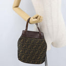 FENDI Zucca Canvas Hand Bag Black Brown Auth BSZ141-20