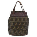 FENDI Zucca Canvas Hand Bag Black Brown Auth BSZ141-2