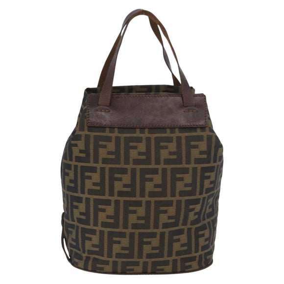 FENDI Zucca Canvas Hand Bag Black Brown Auth BSZ141