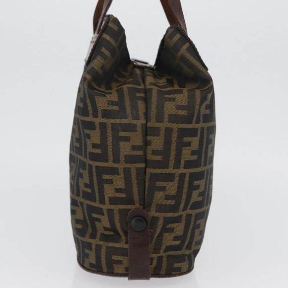 FENDI Zucca Canvas Hand Bag Black Brown Auth BSZ141