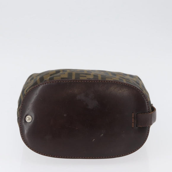 FENDI Zucca Canvas Hand Bag Black Brown Auth BSZ141
