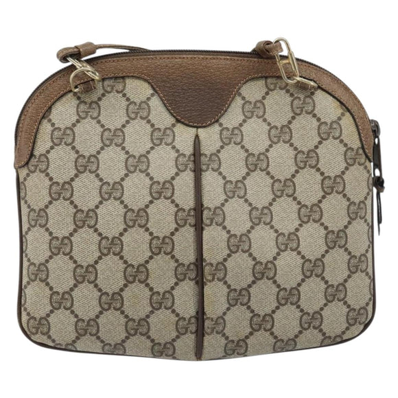 GUCCI GG Supreme Web Sherry Line Bag PVC Beige Gold 904 02 047 Auth BSZ142