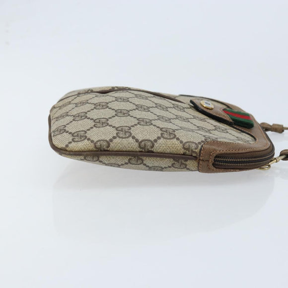 GUCCI GG Supreme Web Sherry Line Bag PVC Beige Gold 904 02 047 Auth BSZ142