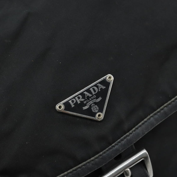 PRADA Shoulder Bag Nylon Black Silver Auth BSZ143