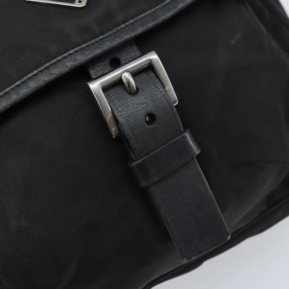 PRADA Shoulder Bag Nylon Black Silver Auth BSZ143