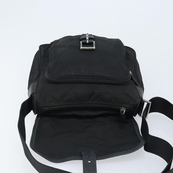 PRADA Shoulder Bag Nylon Black Silver Auth BSZ143