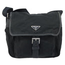 PRADA Shoulder Bag Nylon Black Silver Auth BSZ143-2