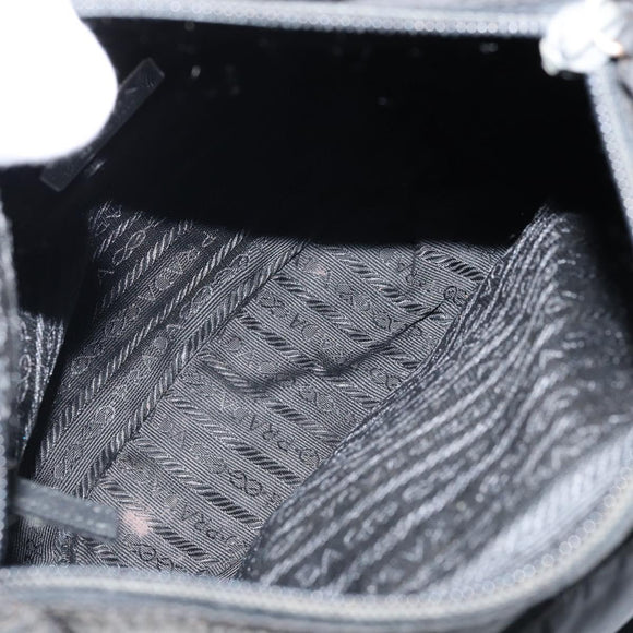 PRADA Shoulder Bag Nylon Black Silver Auth BSZ143
