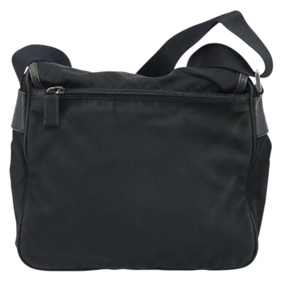 PRADA Shoulder Bag Nylon Black Silver Auth BSZ143